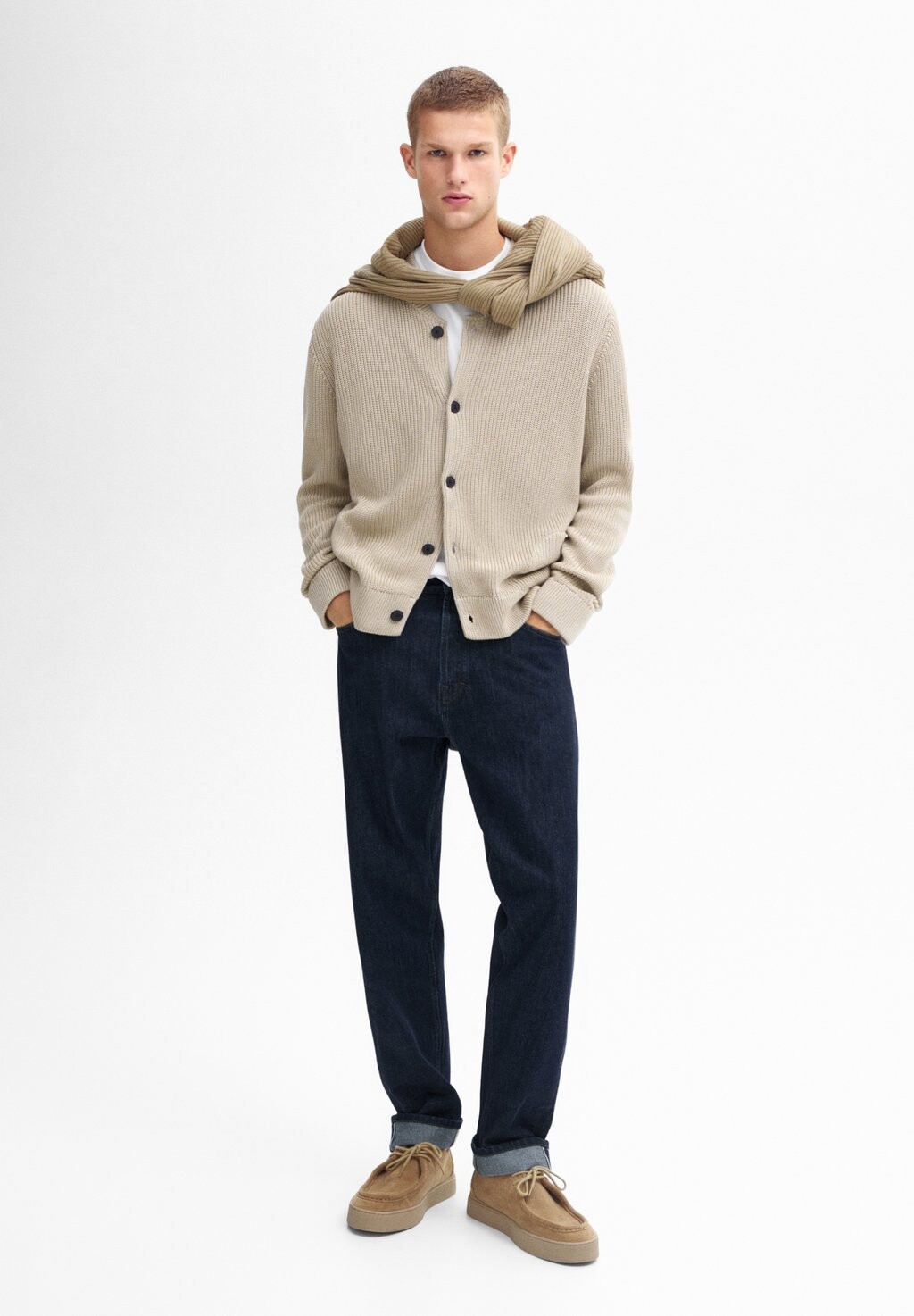 

Кардиган WITH POCKETS Massimo Dutti, бежевый
