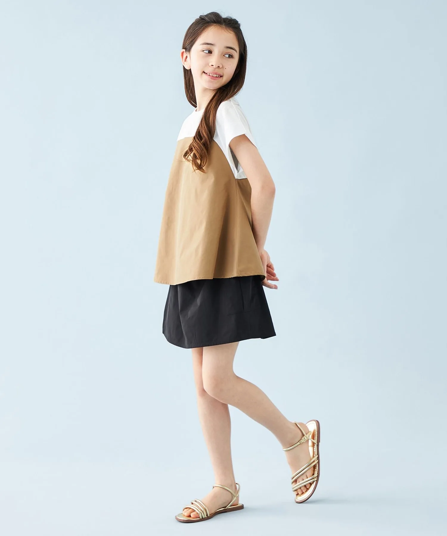 Детская футболка комбинированная с тюлем UNFILO Assort beige — фото 4