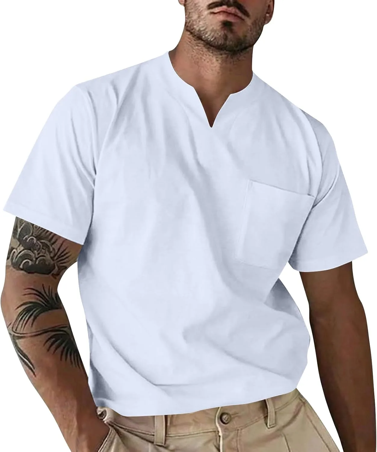 

WENKOMG1 мужская футболка с V-образным вырезом, летняя базовая, S-2XL