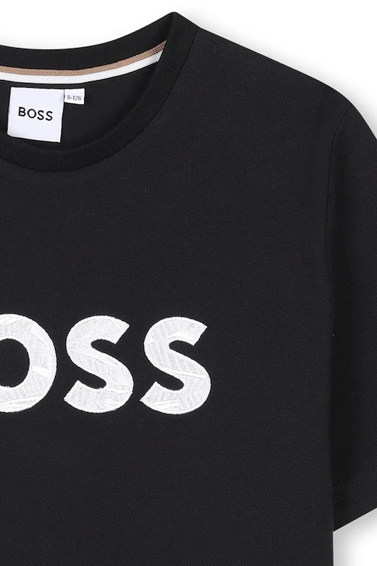 Детская хлопковая футболка Boss, черный — фото 4