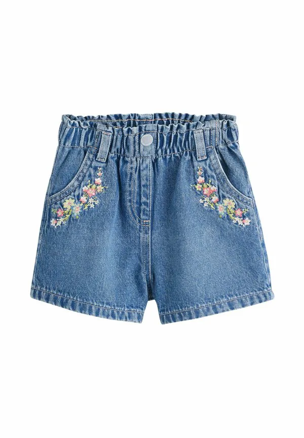Джинсовые шорты прямого кроя Next, Mid Blue Denim Embroidered Flower