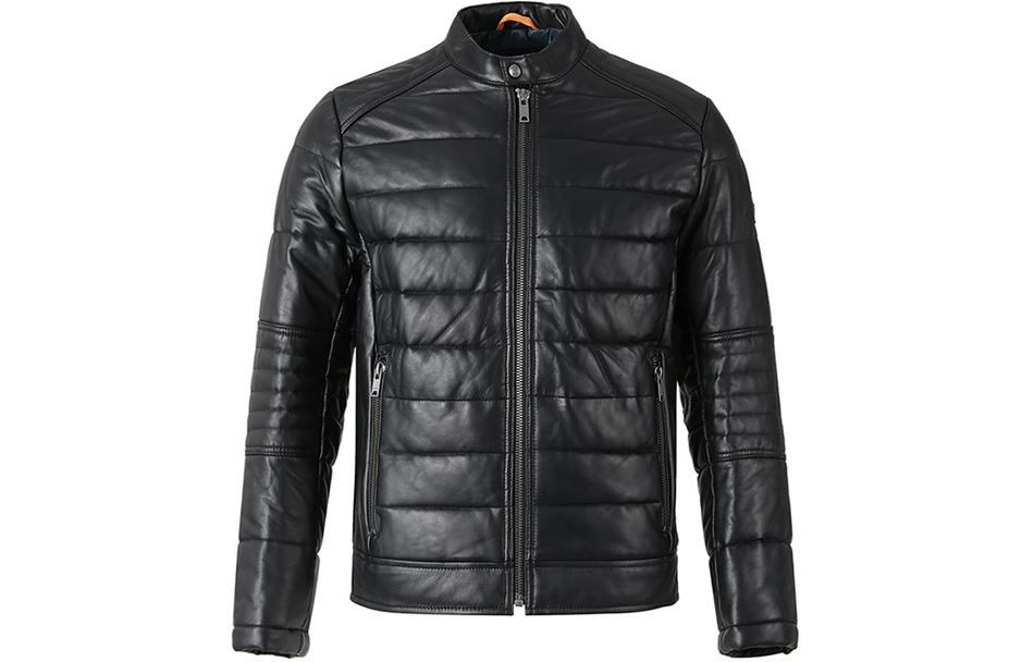

HUGO BOSS Мужская кожаная куртка SS24, черная, Черный, HUGO BOSS Мужская кожаная куртка SS24, черная