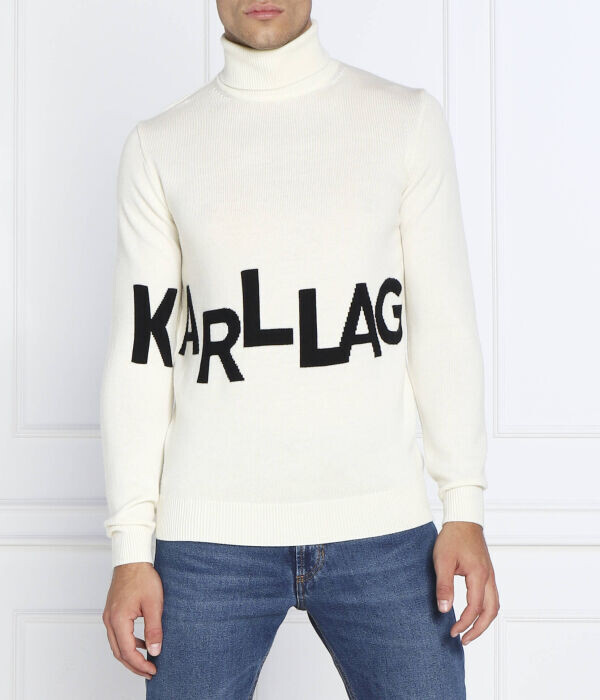 

Свитер шерстяной Karl Lagerfeld с принтом, бежевый