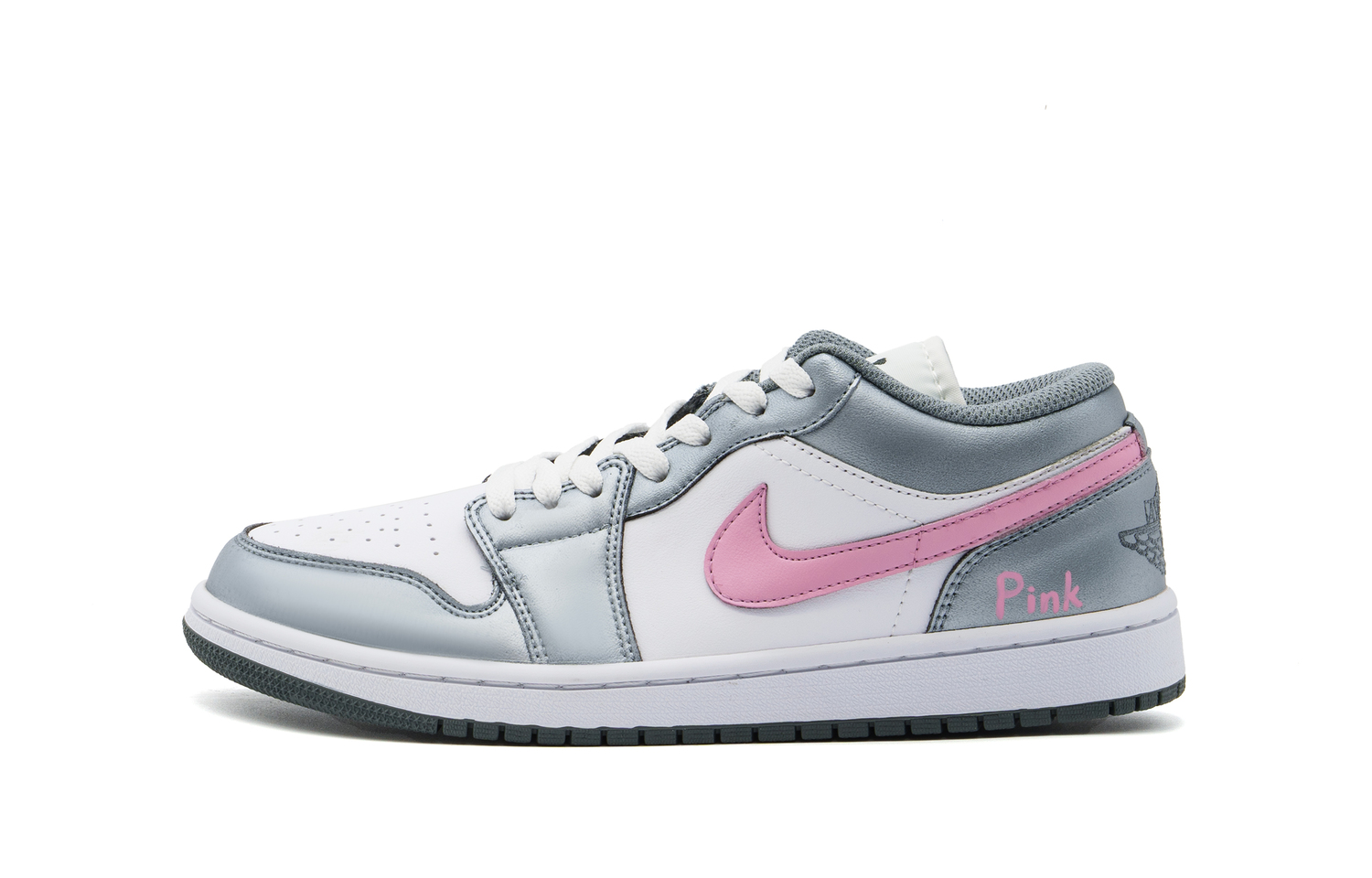 

Jordan Air 1 устойчивые к истиранию низкие винтажные баскетбольные кроссовки унисекс серебристо-розовые, цвет Silver Pink