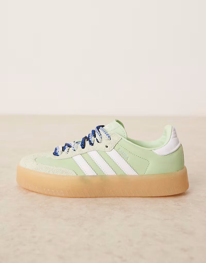 Кроссовки Adidas Originals Sambae светло-зеленого и белого цвета — фото 2