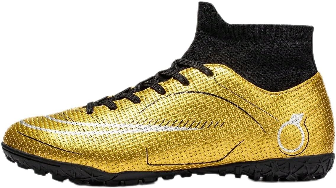 

Футбольные бутсы на высокой подошве из искусственной кожи золотого цвета для мужчин, легкие, с антискользящей подошвой, для тренировок на улице и футзала, стильные и удобные Zixcplaz