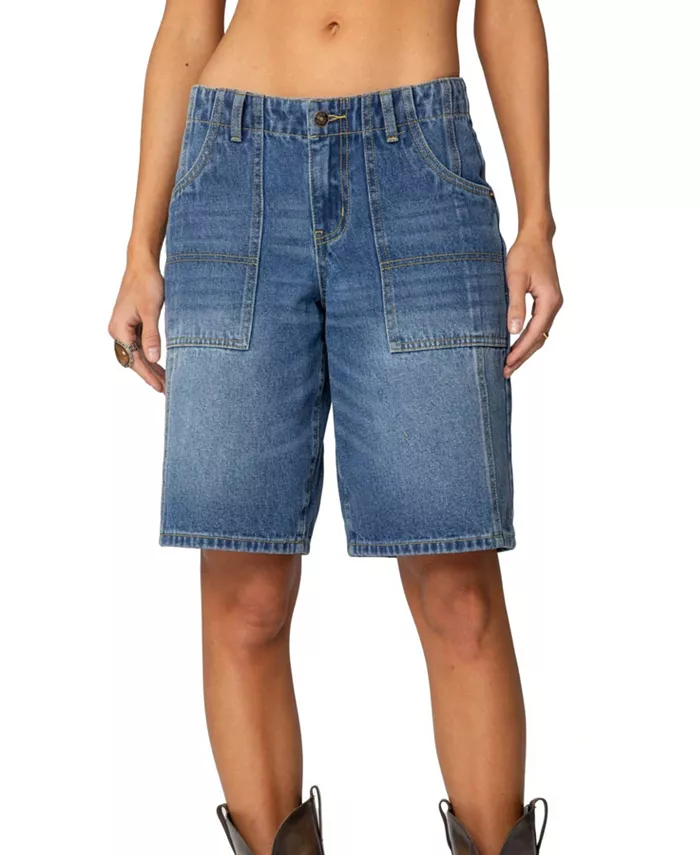 

Женские шорты-бермуды Tris Low Rise Denim Edikted, синий