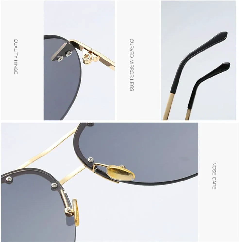 

Винтажные безободковые солнцезащитные очки из сплава для мужчин, солнцезащитные очки с градиентным переходом цвета для женщин, металлические овальные очки HDUBFY, 1