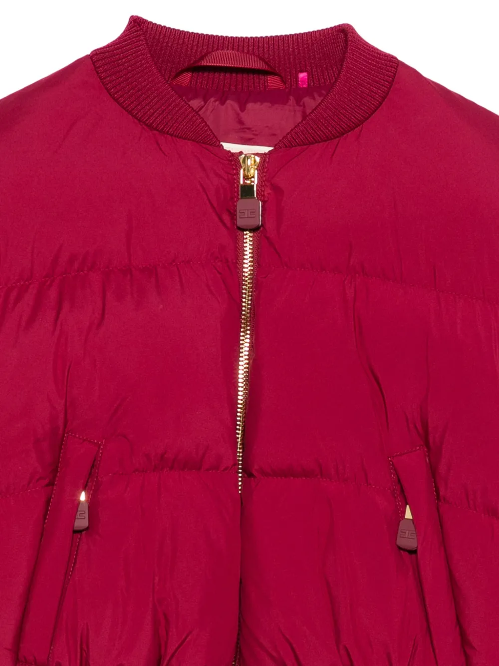 Укороченный стеганый бомбер Elisabetta Franchi Kids, розовый — фото 3
