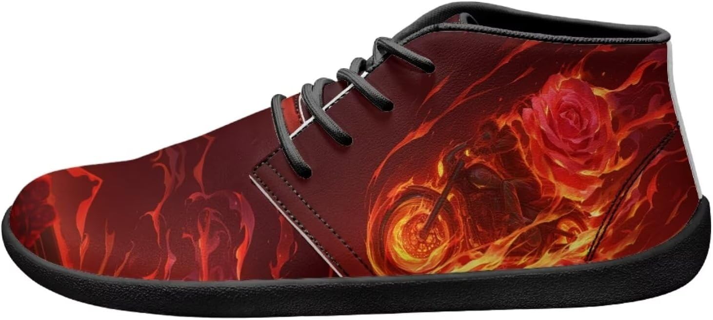 

Мужские кроссовки Rose Engine с огненным узором, модные низкие кеды для прогулок на улице Ecaestolph, красный