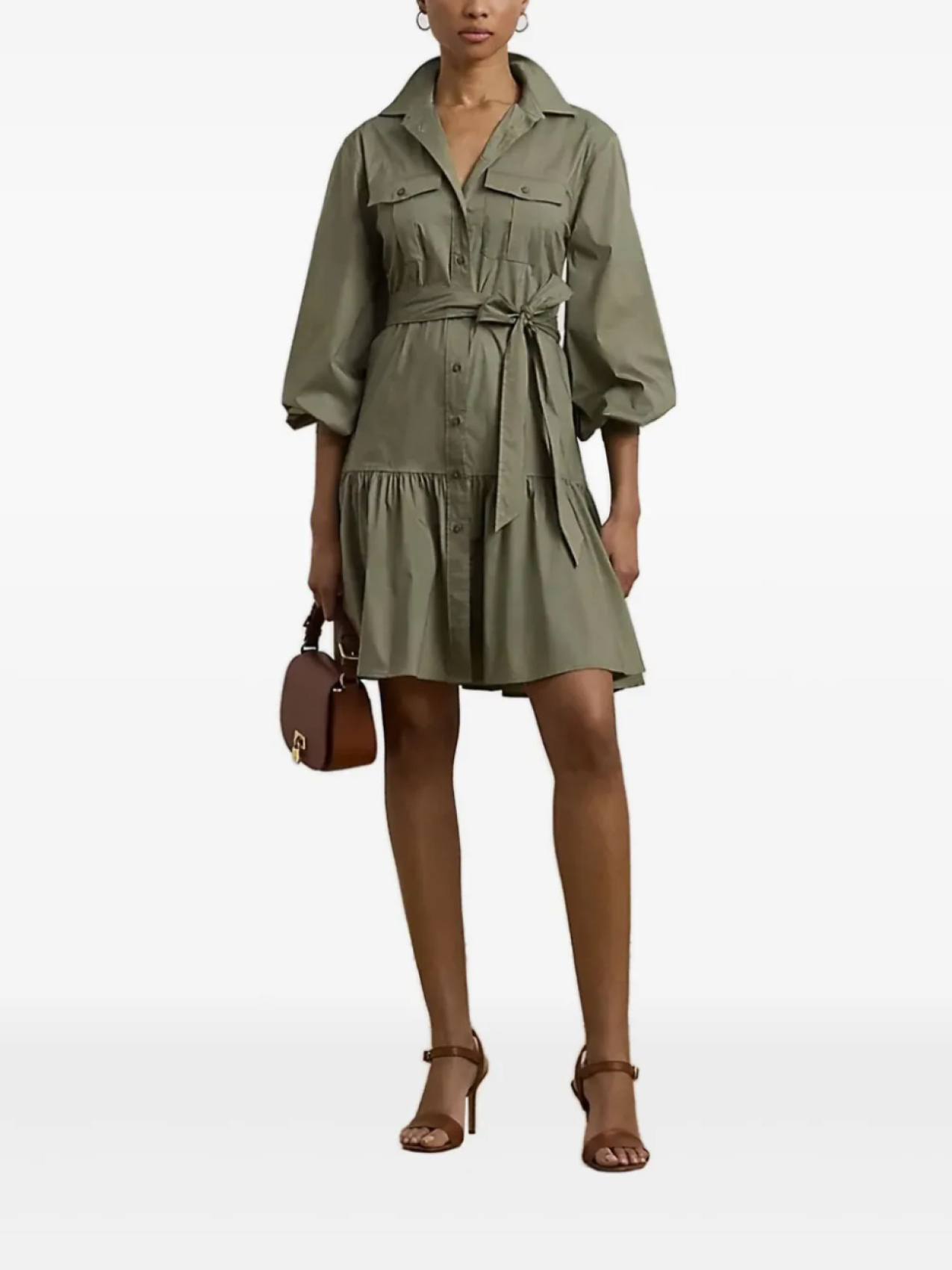 

Lauren Ralph Lauren платье-рубашка с поясом, зеленый