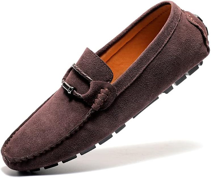 

Мужские замшевые повседневные лоферы Santimon, удобные офисные туфли без застежек, легкие для ходьбы, вождения и делового стиля, Coffee