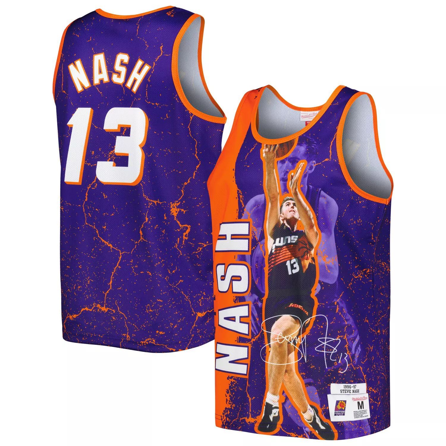 

Мужская майка Mitchell & Ness Steve Nash Purple Phoenix Suns 1996-97 Hardwood Classics Player Burst