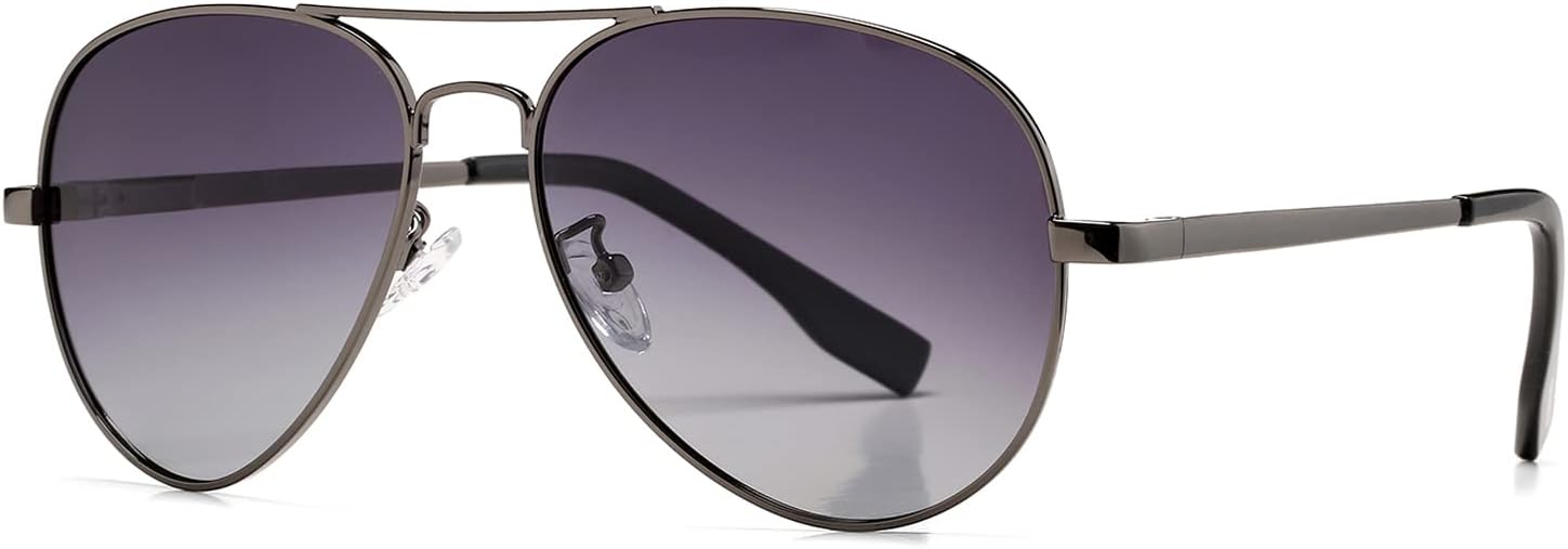 

Поляризованные солнцезащитные очки-авиаторы HJSTES для женщин и мужчин, классические металлические линзы, зеркальная защита, 100% блокировка УФ-излучения, 58 мм, A09 Gunmetal Frame/Gradient Grey Lens