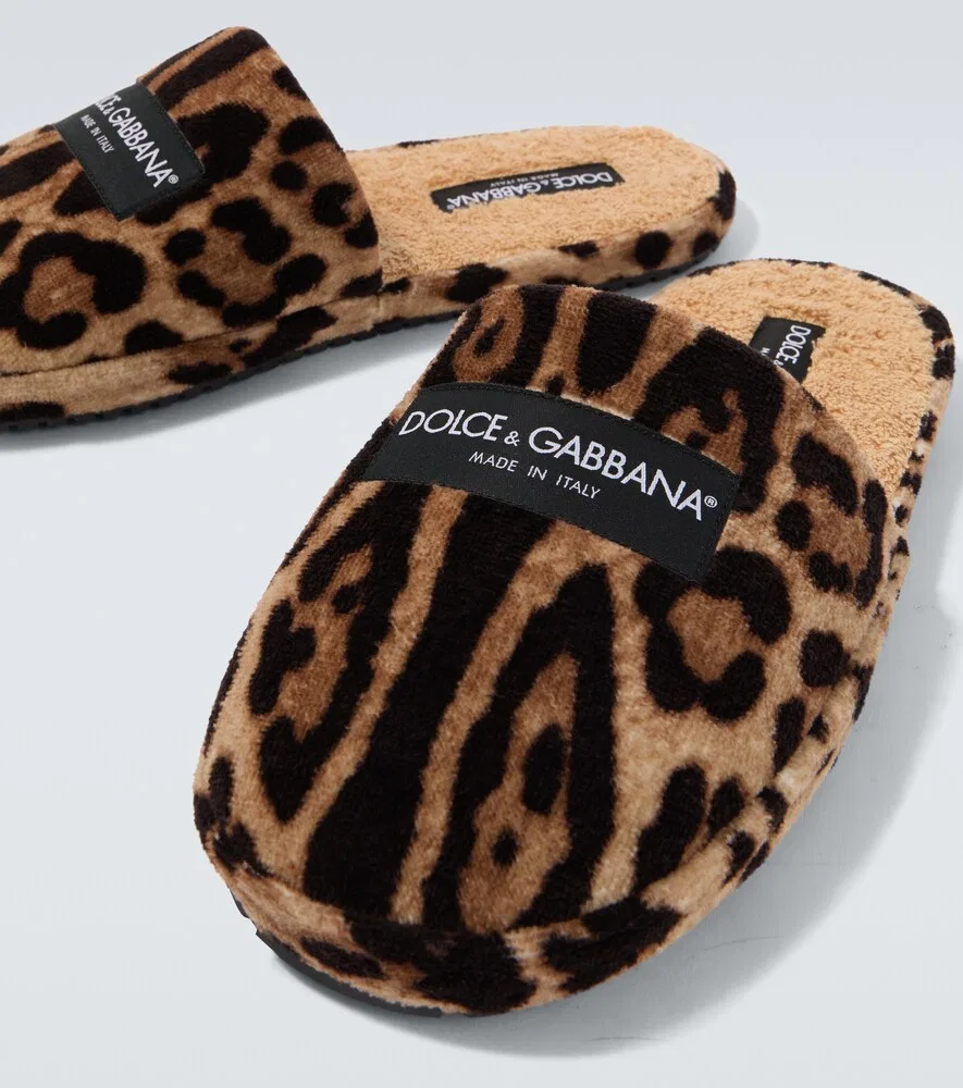 Тапочки с леопардовым принтом Dolce&Gabbana, коричневый — фото 3
