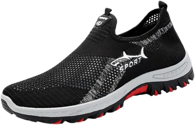 

Мужские кроссовки большого размера с дышащей сеткой - противоскользящая резиновая подошва для ежедневного комфорта Fusecottc, черный