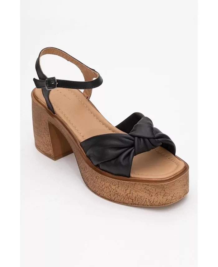 Платформа Tily Wedge Кожаные Сандалии (Женские) Forever & Always Shoes, черный
