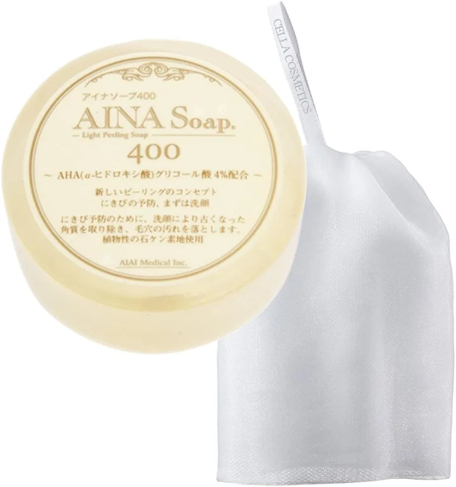 Мыло для лица AiAi Medical Aina Soap 400 с сеткой для вспенивания, 100 г, орхидея