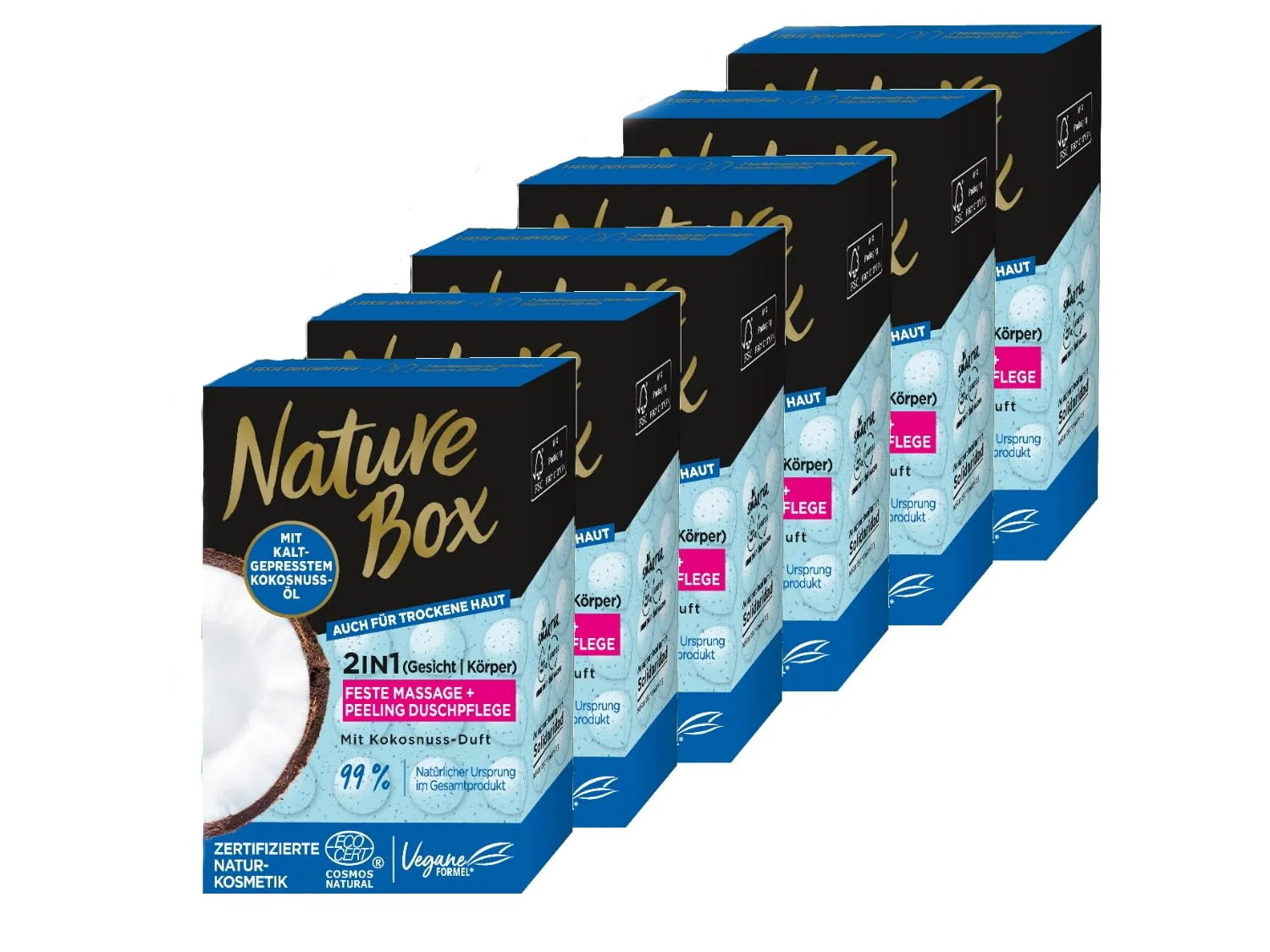 Твердый гель для душа 2-в-1 с кокосом от Nature Box, 6 шт. Nature Box