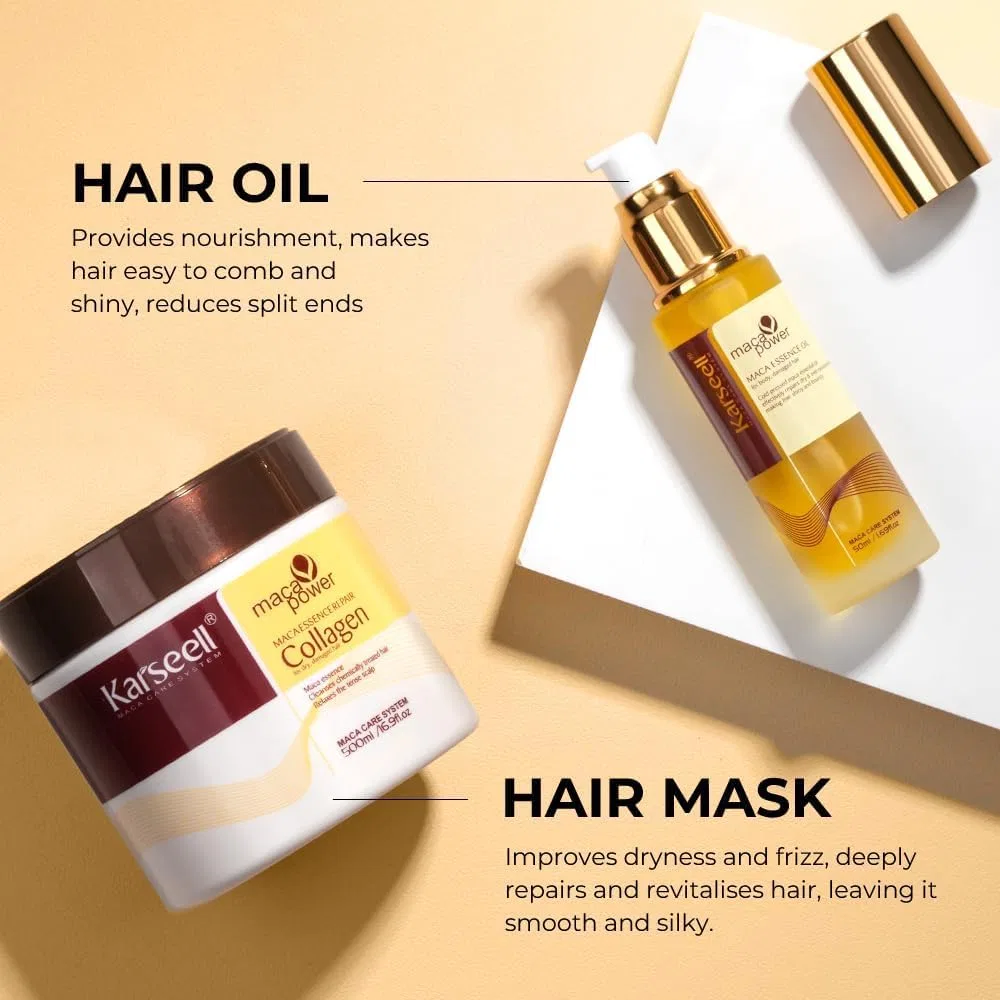 Набор для восстановления волос Karseell Maca Essence Repair Set: коллагеновая маска и масло Karseell — фото 4