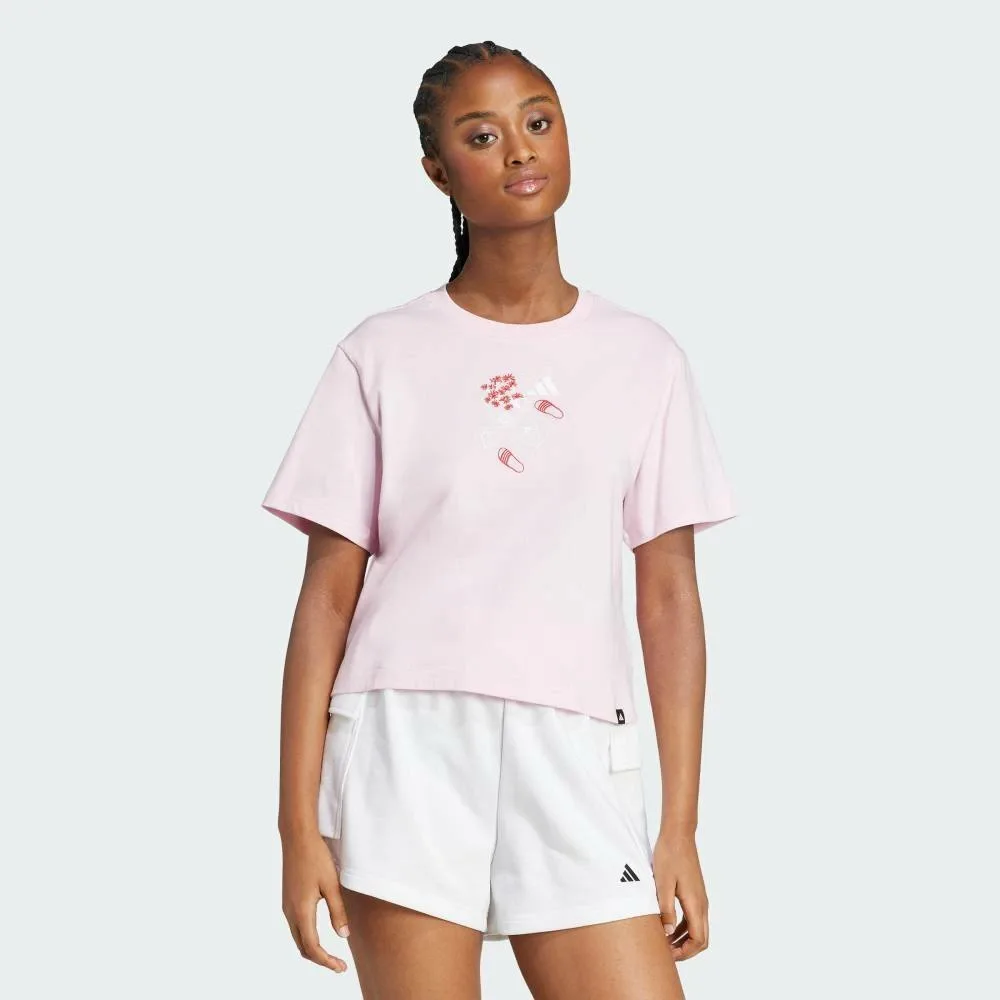 Мини-футболка с графическим принтом Adidas, pink