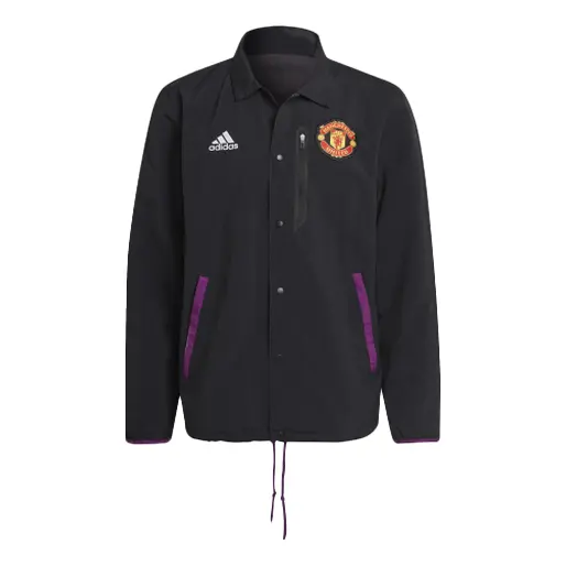 

Куртка adidas Mufc Trv Coach Logo Zipper lapel Soccer/Football Jacket Black, черный