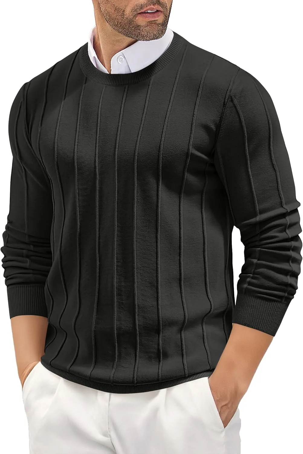 

COOFANDY мужской свитер с длинным рукавом и воротником-гольф