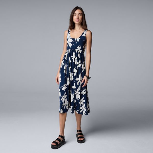 

Женское платье миди с расклешенным силуэтом Simply Vera Vera Wang, цвет navy faded dye floral