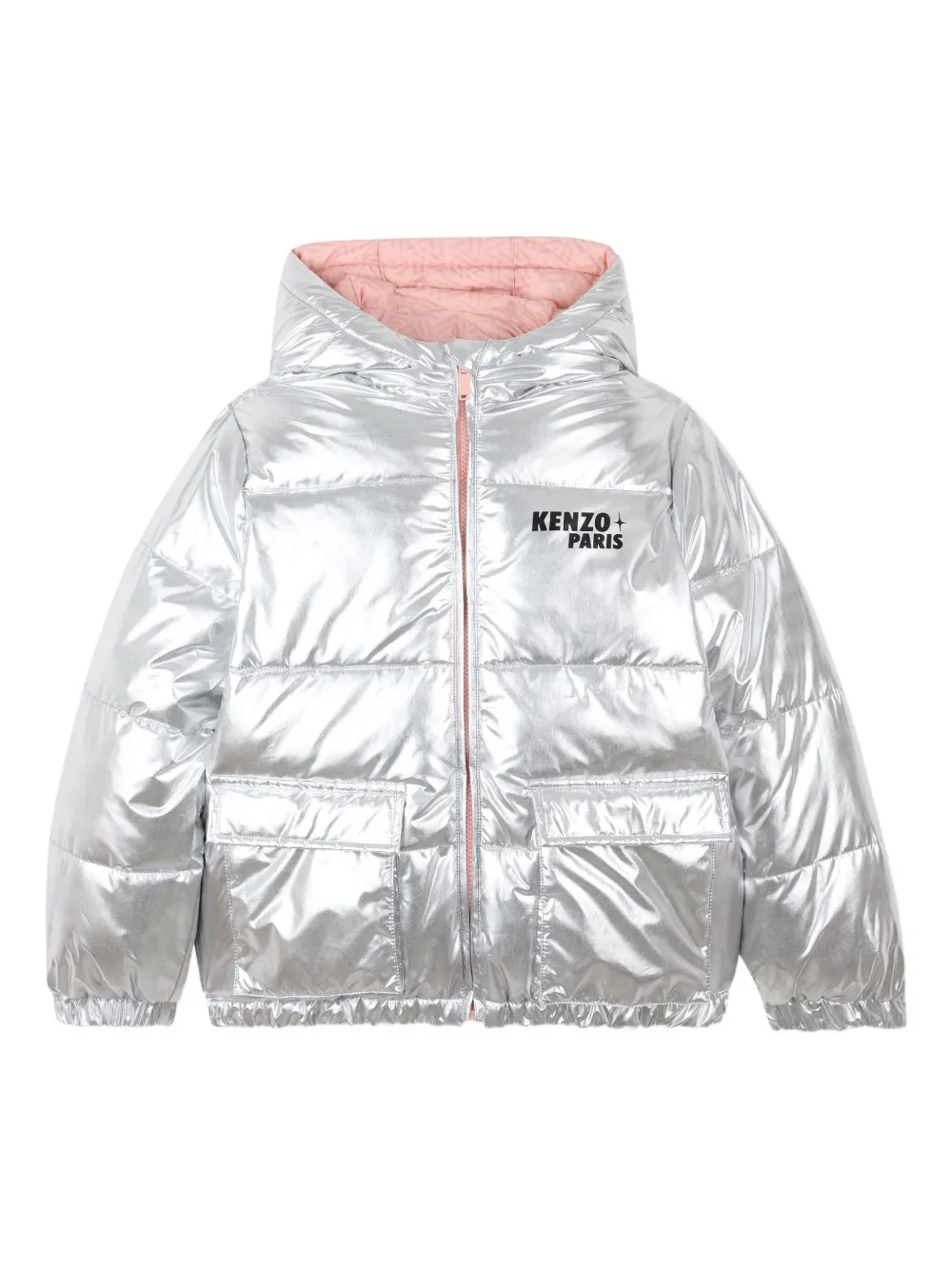 

Пуховик с капюшоном Kenzo Kids, розовый