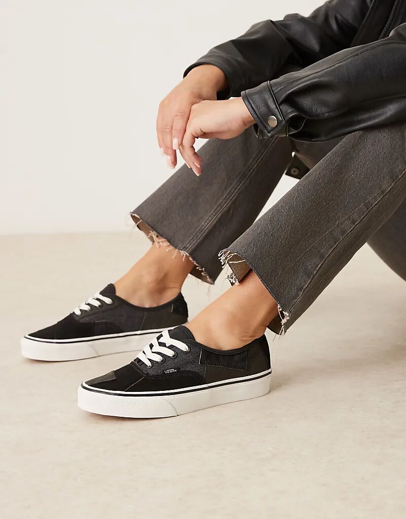 Кроссовки Vans Authentic в черно-серой лоскутной технике