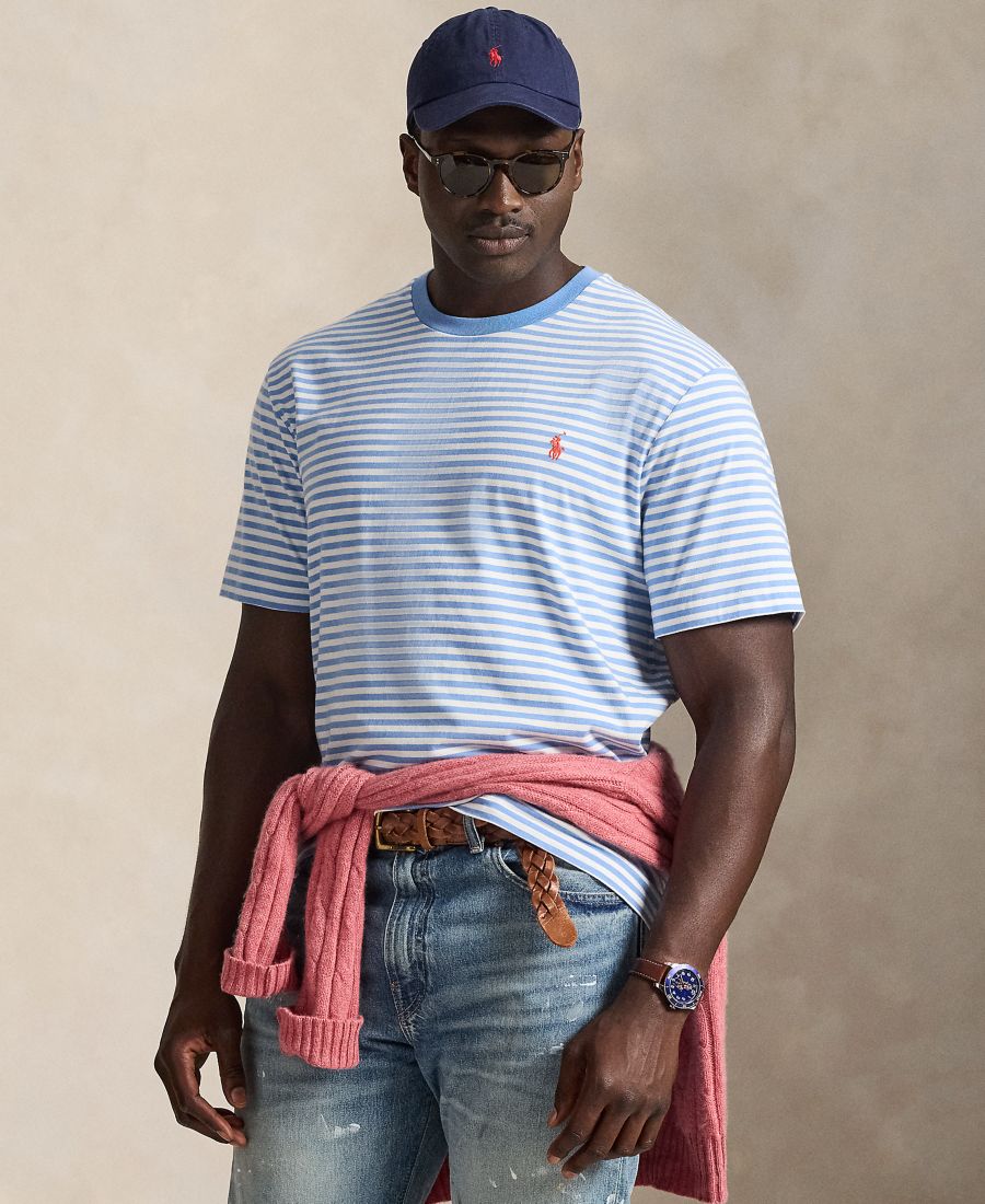 

Мужская полосатая трикотажная футболка больших размеров Polo Ralph Lauren, Bristol Blue/White, Белый, Мужская полосатая трикотажная футболка больших размеров Polo Ralph Lauren, Bristol Blue/White