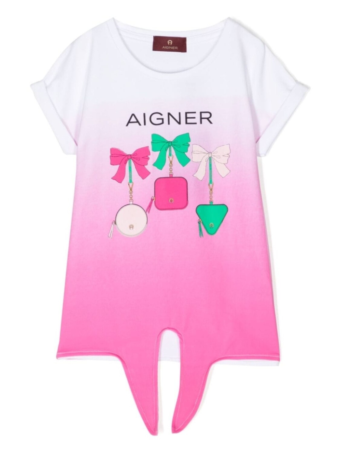 

Aigner Kids футболка с завязками и логотипом, розовый