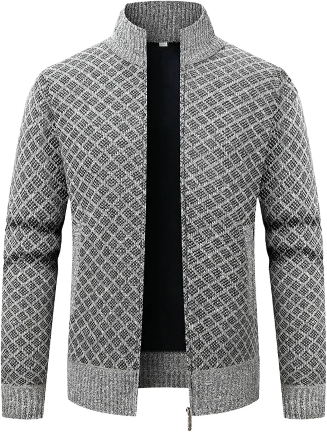 

Мужской зимний теплый свитер кардиган с воротником стойкой YEBAITOU