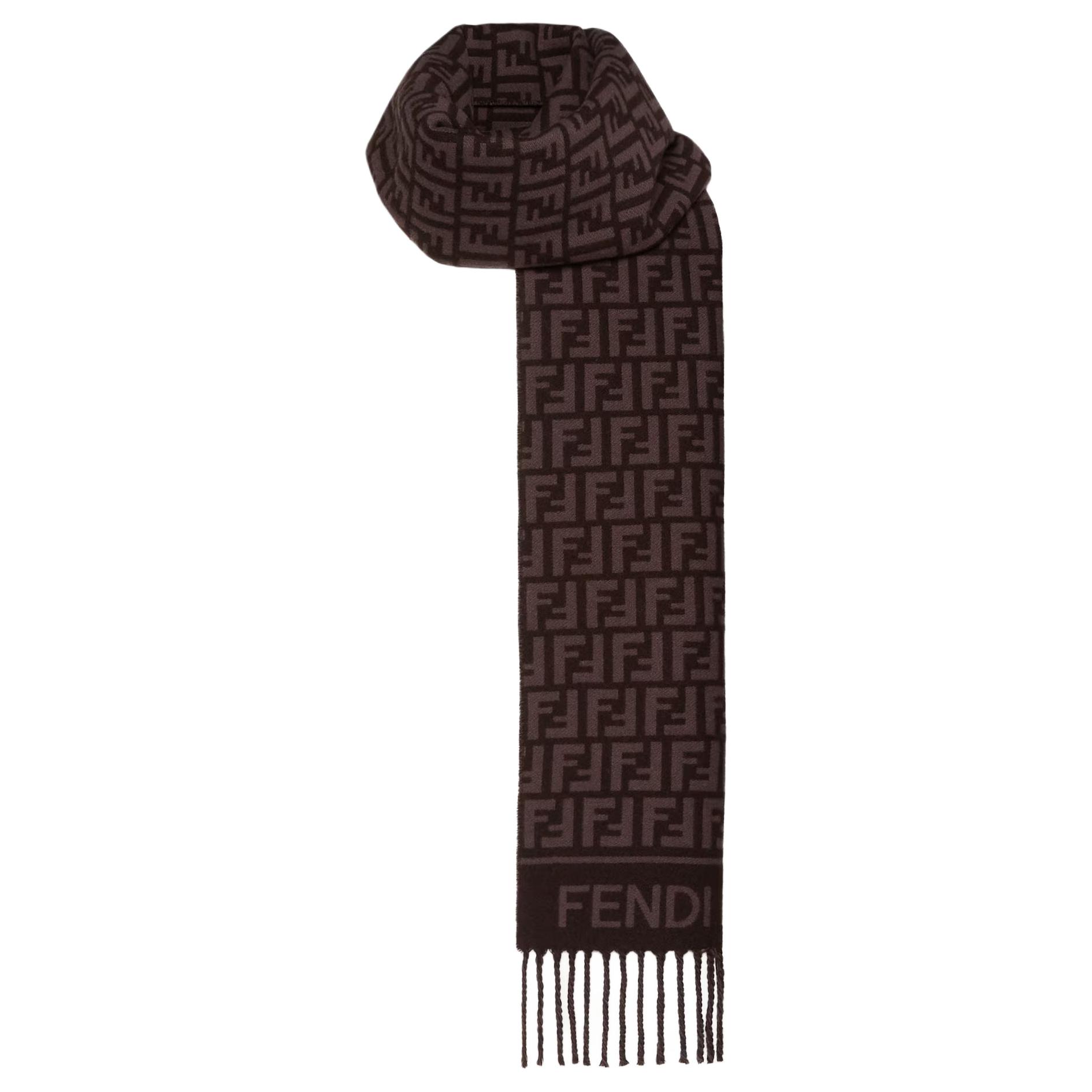 FENDI Французский жаккардовый шарф с бахромой Jacquard Fringed, Red — фото 2