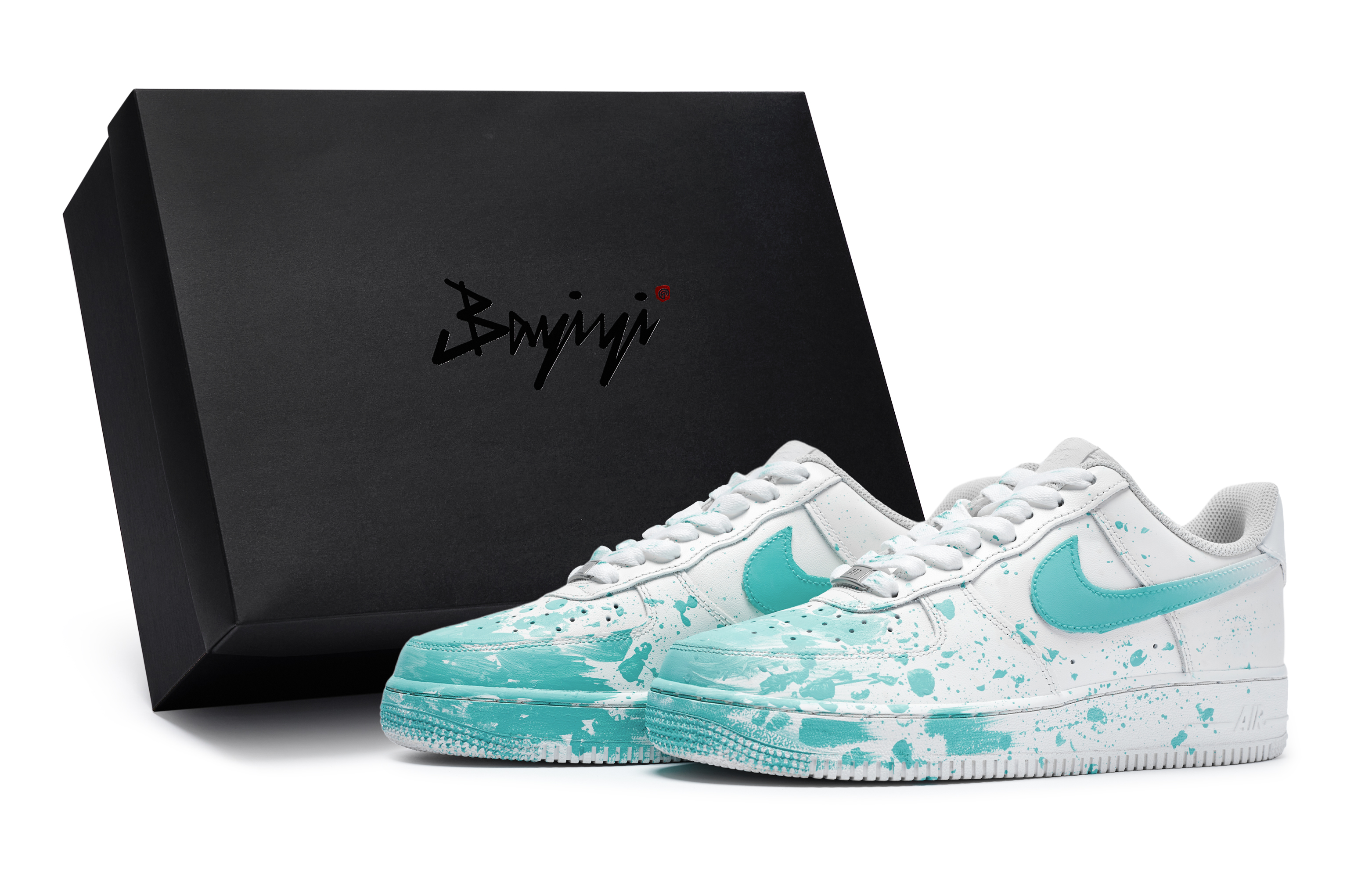 

Nike Air Force 1 811 Manufacture Oil Painting On Site Special Shoe Box Низкие скейтбордские кроссовки мужские бело-зеленые