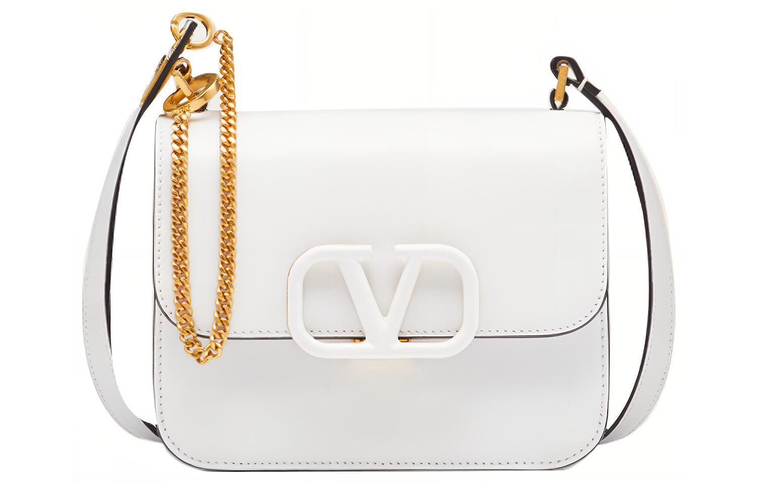 

VSLING Гладкая отделка Телячья кожа Сумка через плечо, Маленькая женская сумка на плечо Белый Valentino