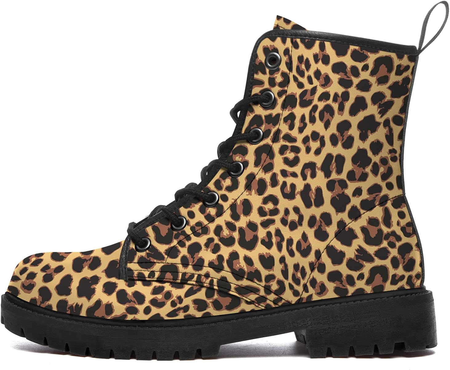 

Женские и мужские ботинки с леопардовым принтом, военные ботинки из PU-кожи, ботильоны на шнуровке с принтом гепарда, подарки для нее и для него Generic, 3101 Brown