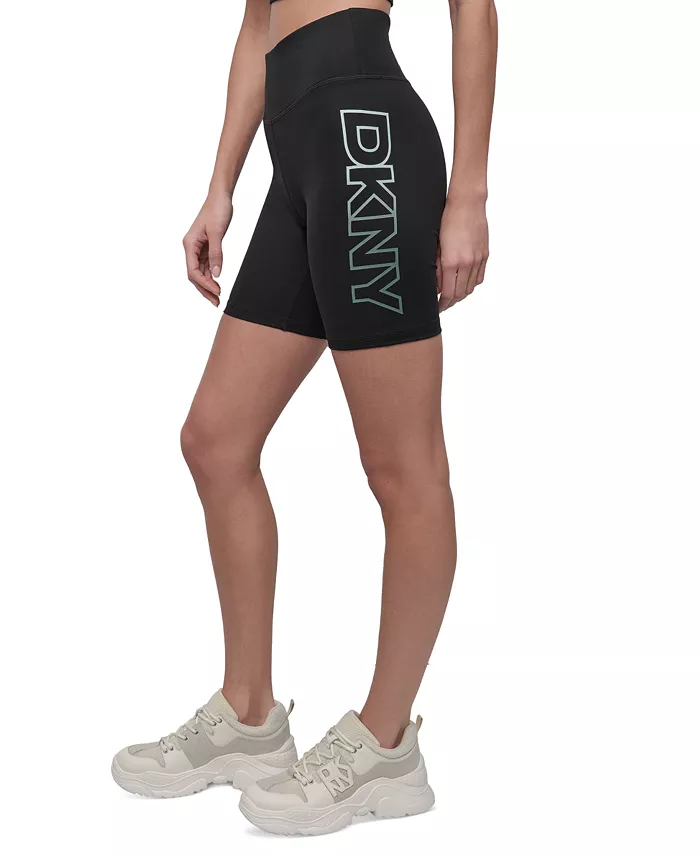 

Женские велосипедные шорты с высокой посадкой 7" и омбре-логотипом DKNY, серый