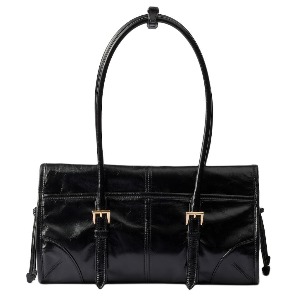 PRADA Кожаная сумка через плечо среднего размера для женщин, black — фото 3