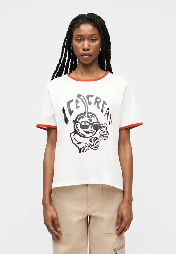 

Футболка с принтом «вишневый звон» Icecream, White, Белый, Футболка с принтом «вишневый звон» Icecream, White