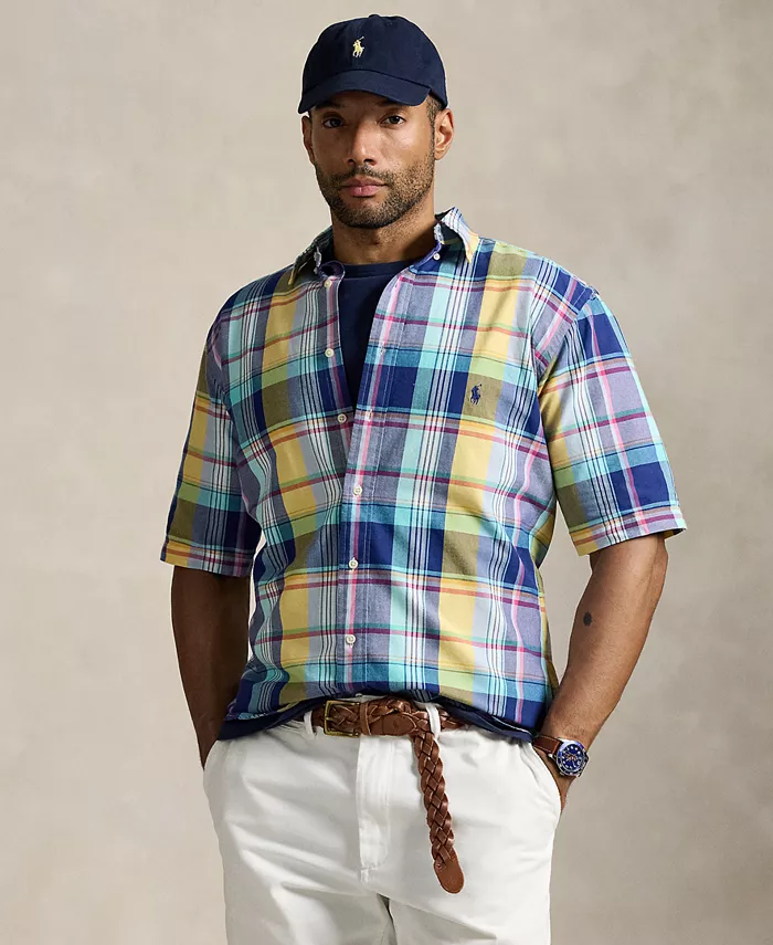 

Мужская рубашка Oxford в клетку Big & Tall Polo Ralph Lauren, синий