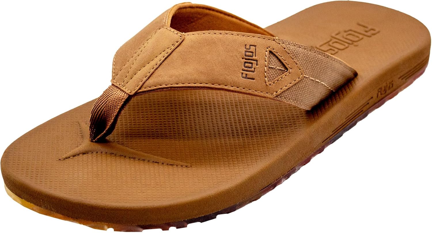 

Мужские сандалии Flojos Salto, треугольный ремешок-вьетнамка с мемори-подкладкой и подошвой Sunset, Tan