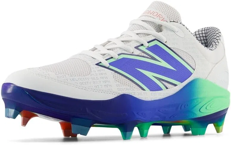 Мужские бейсбольные кроссовки New Balance Fresh Foam 3000 V6 для прогулок по лужайке, White Electric Jade Bright Lapis