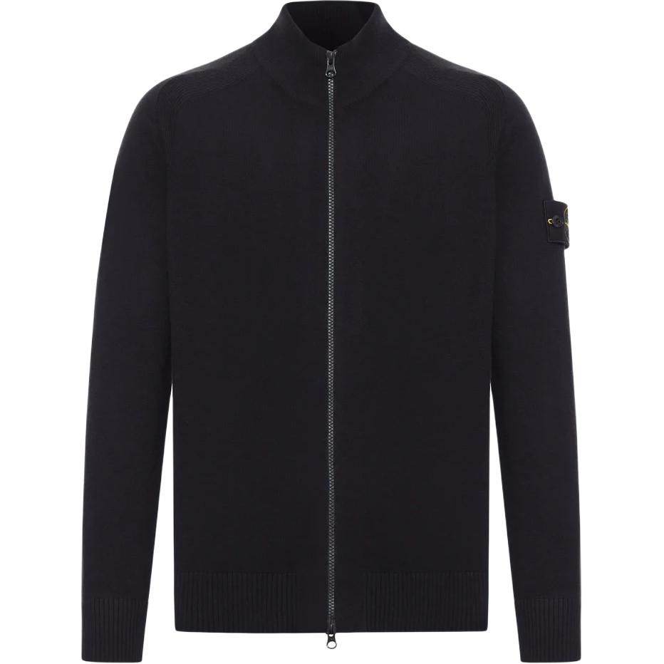 

5100044 шерстяной кардиган с застежкой-молнией на воротнике Stone Island, черный