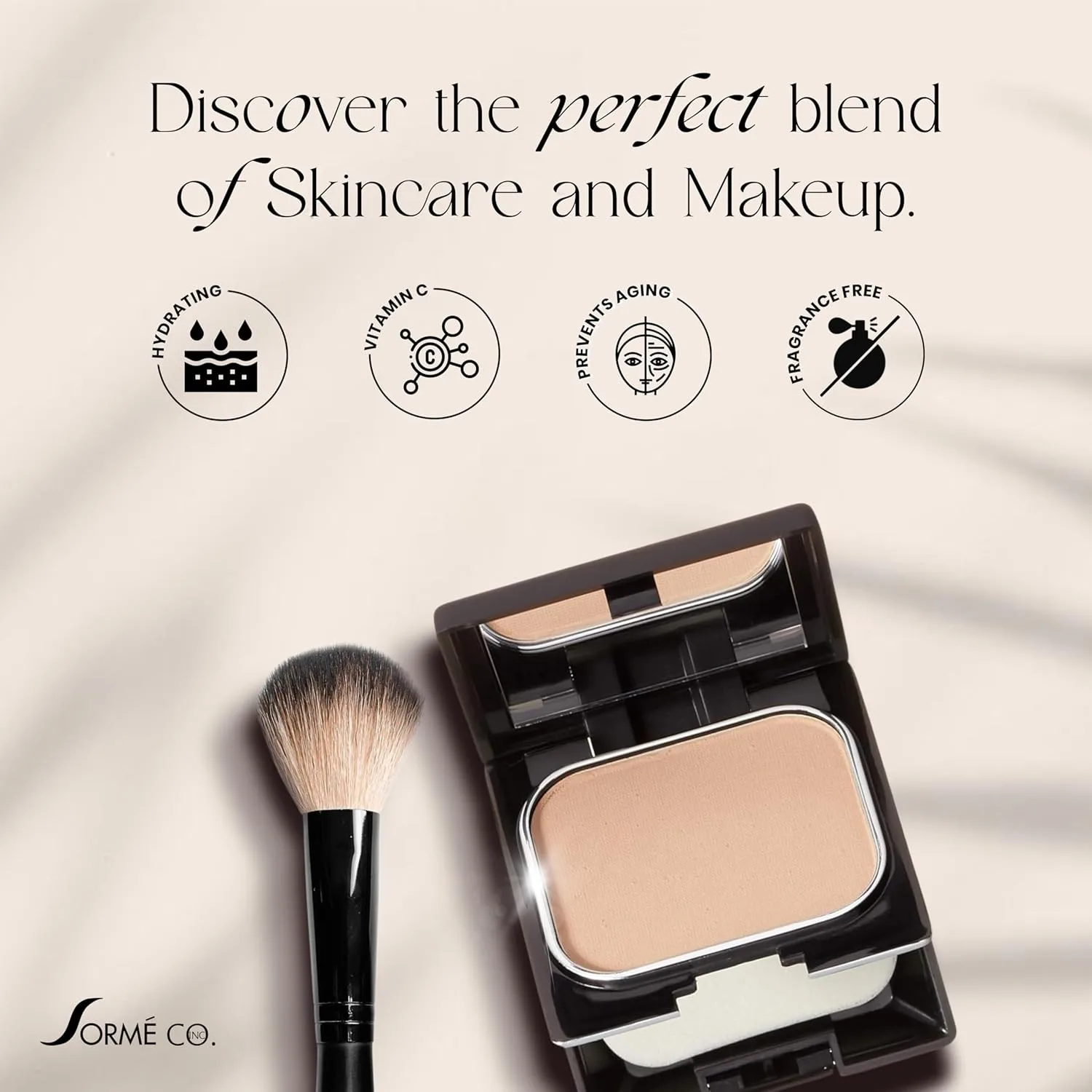 SORMÉ Believable Wet & Dry Finish Powder Foundation без отдушек с витамином C, увлажняющая, омолаживающая с альфа-гидроксикислотами, среднее и полное покрытие, безупречный, молодой и сияющий финиш, 25 мл, Pure Beige — фото 4