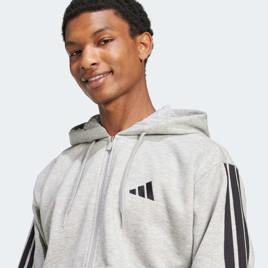 Спортивная толстовка с капюшоном на молнии ADIDAS SPORTSWEAR, пятнистый серый — фото 3