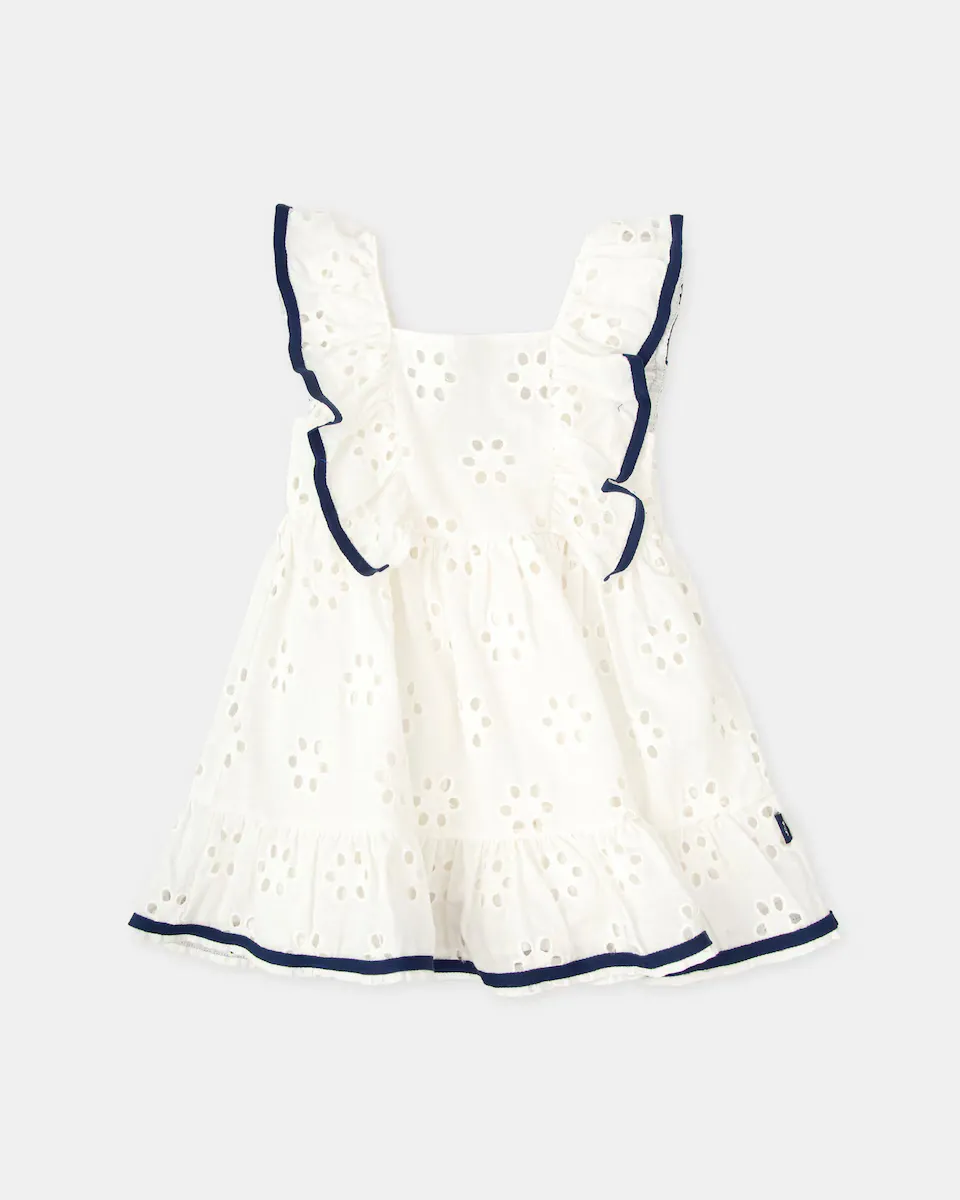 

Платье для девочки с оборками и цветочной вышивкой Tutto Piccolo, белый