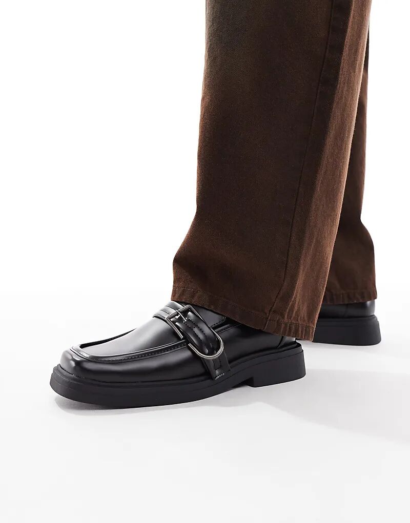 

Черные мокасины ASOS DESIGN с квадратным носком и пряжкой