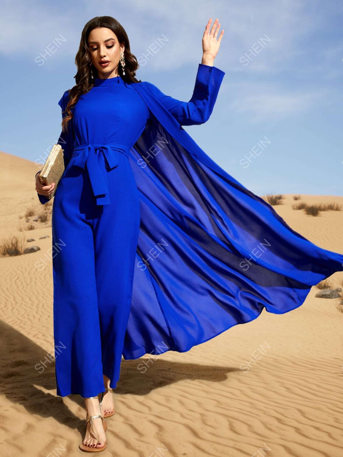 

Najma Подплечники Пальто и топы с высоким воротником Ремни Комбинезоны Shein, темно-синий