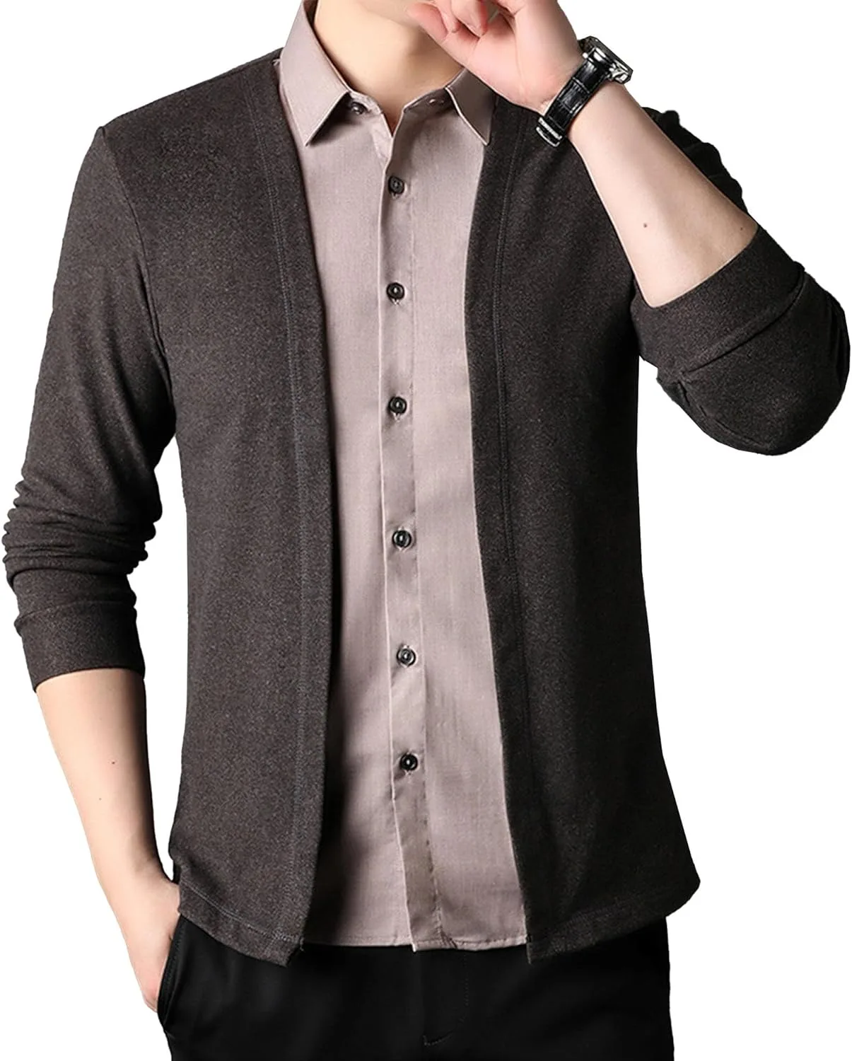 

Мужской кардиган slim fit с длинными рукавами и пуговицами